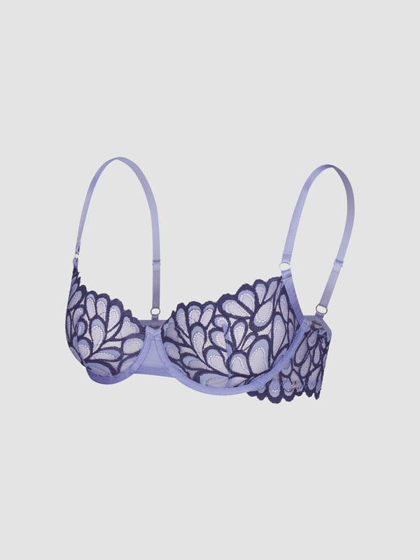 Savage Not Sorry Unlined Lace Balconette Bra In Blue Multi SAVAGE X