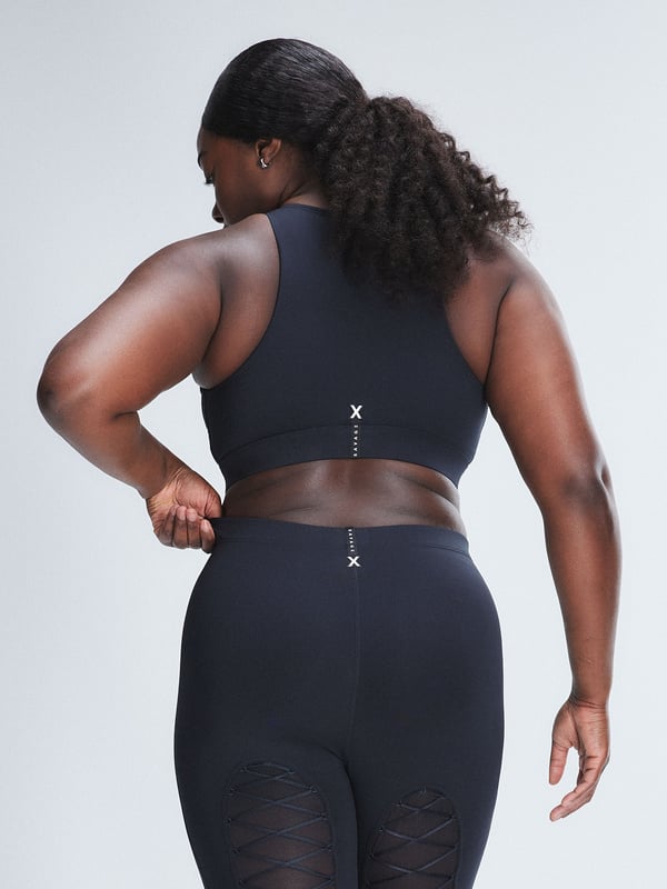 Lace Up Satin-Trim High-Waist Leggings