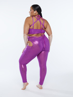 Gathered Mesh Crotchless Catsuit In Purple SAVAGE X FENTY