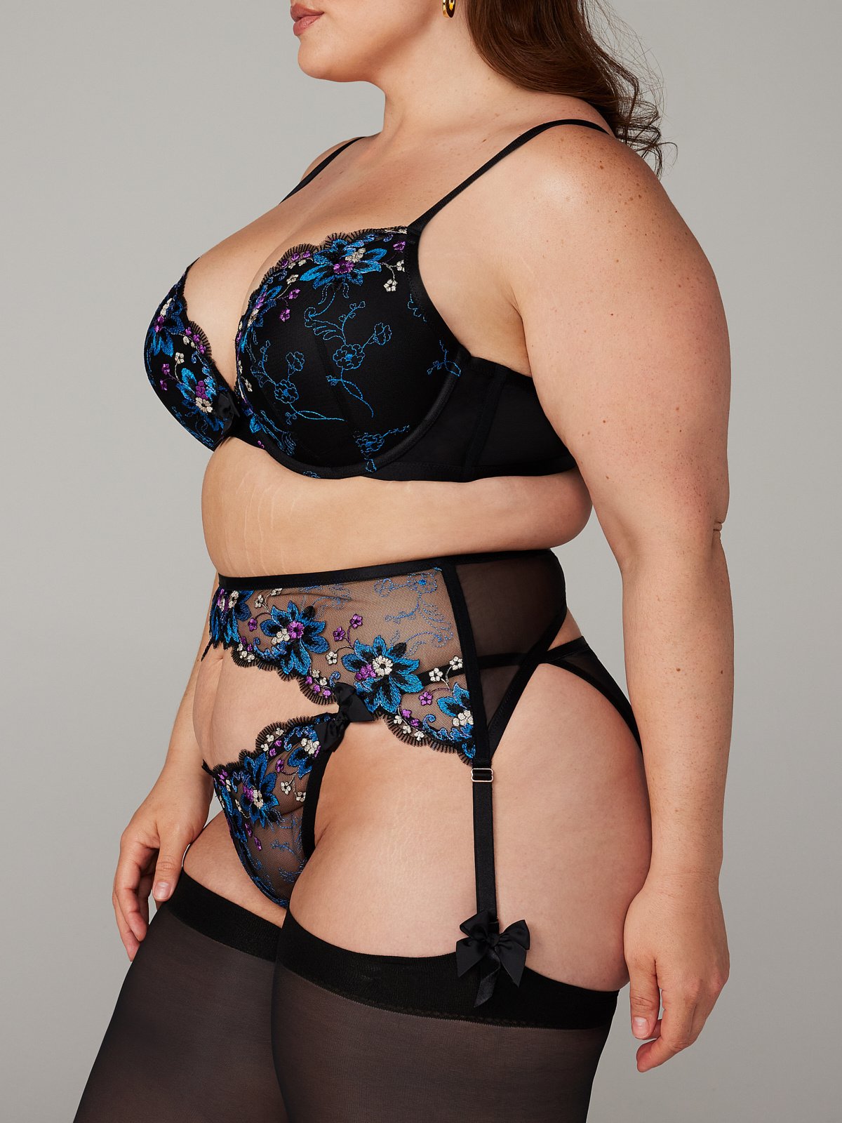 Wallflower Suspender Belt In Black Blue Multi SAVAGE X FENTY UK