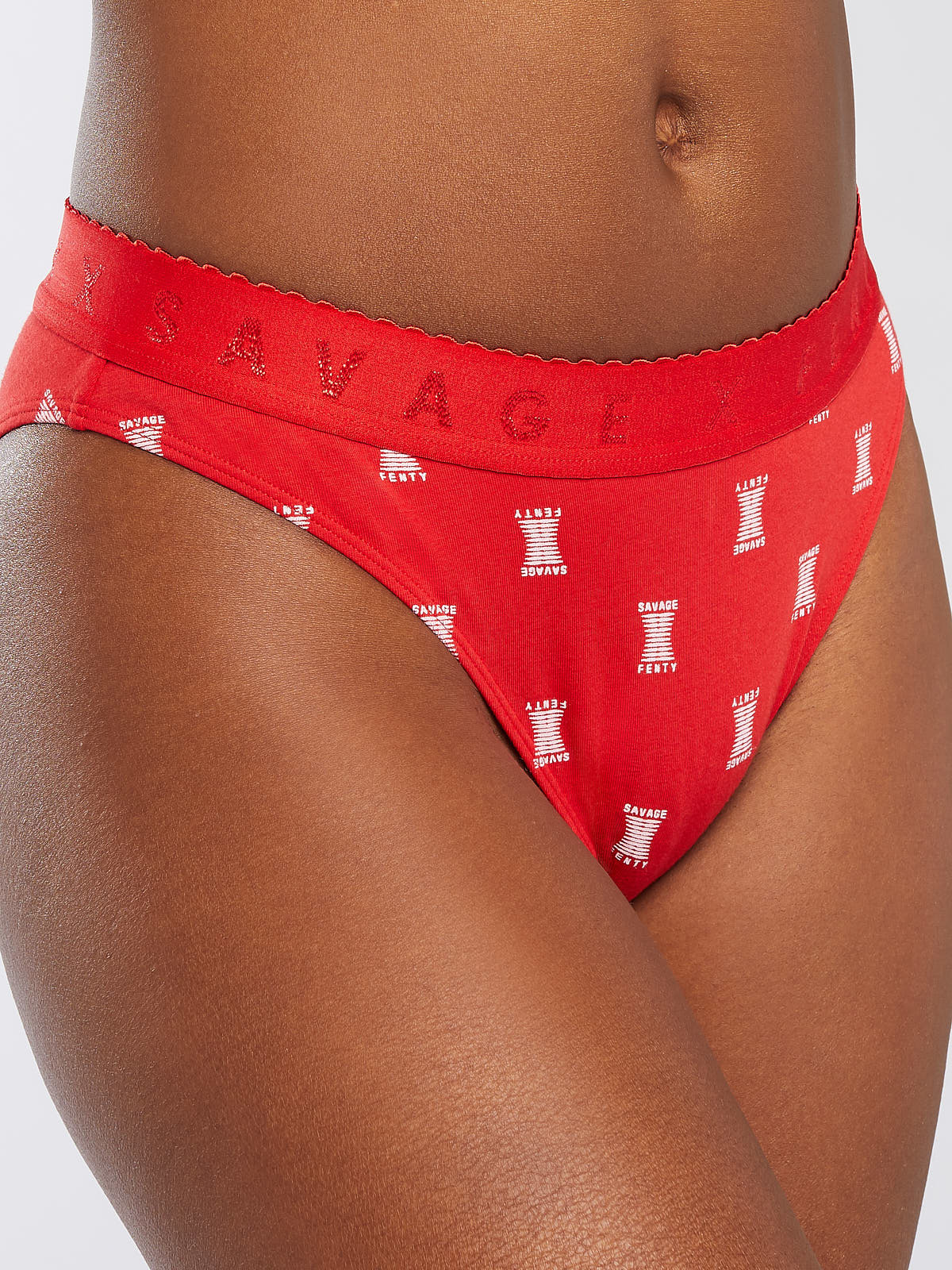 Savage X Cotton Jersey High Leg Bikini In Multi Red Savage X Fenty