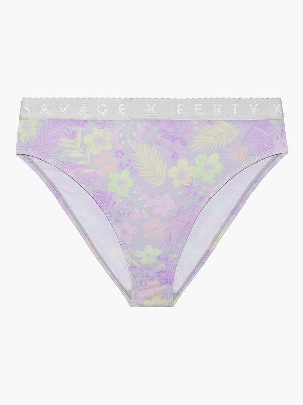 Savage X Cotton Jersey High Leg Bikini In Grey Multi Savage X Fenty