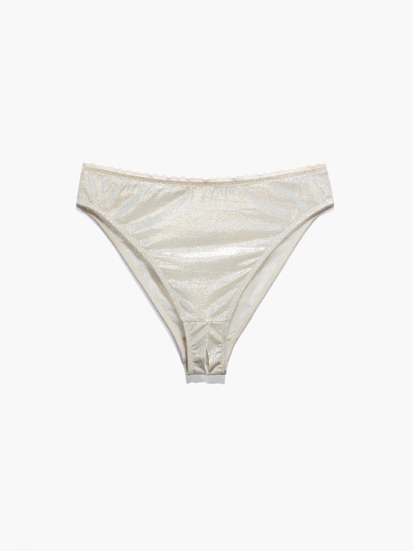 Mesh Crotchless High Leg Bikini In Silver Savage X Fenty