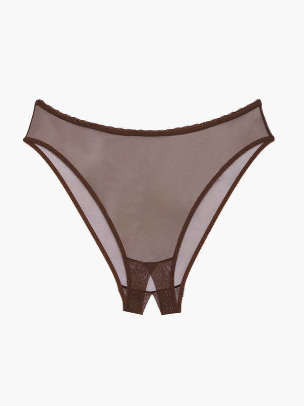 Mesh Crotchless High Leg Bikini In Brown Savage X Fenty France