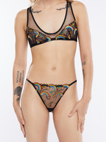 Savage X Pride Embroidered String Bikini In Black Multi Savage X Fenty