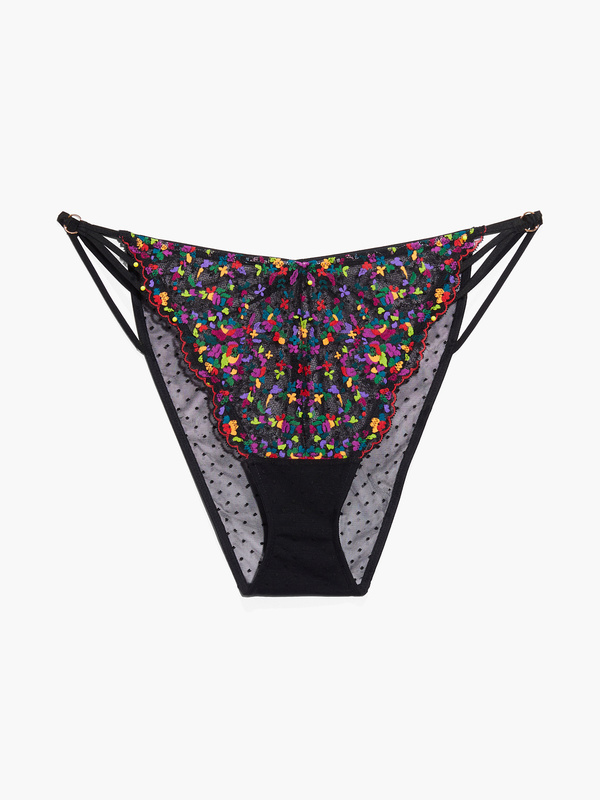 Steamy Floral String Lace Bikini In Black Multi Savage X Fenty Uk