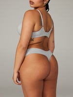 Cotton Essentials Mid Rise Thong Panty In Grey SAVAGE X FENTY France