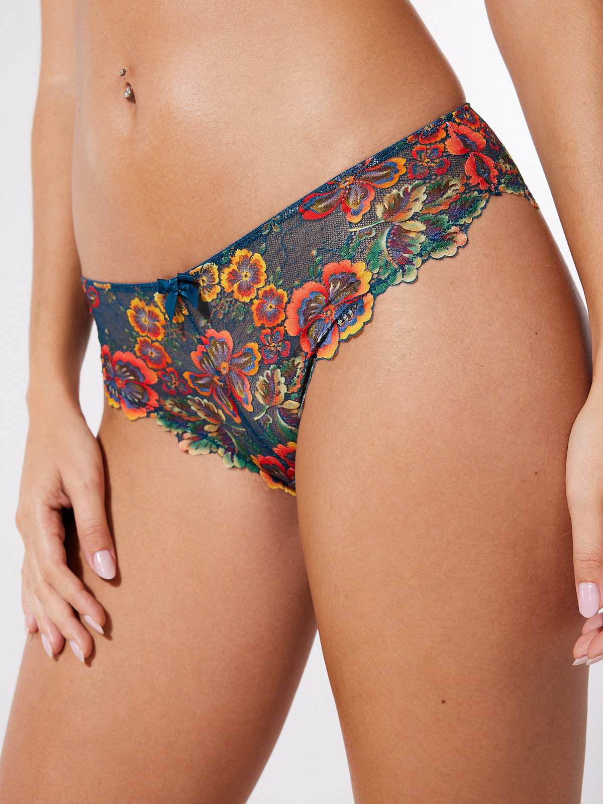 Sunchaser Lace Cheeky Panty In Blue Multi Savage X Fenty