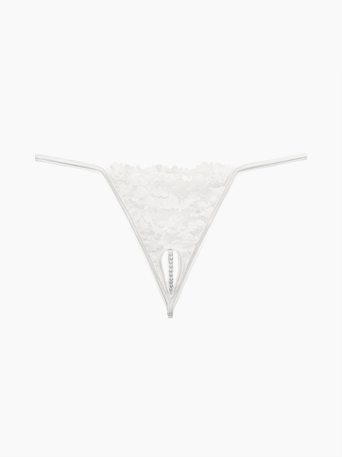 Crotchless Bridal Thong in White
