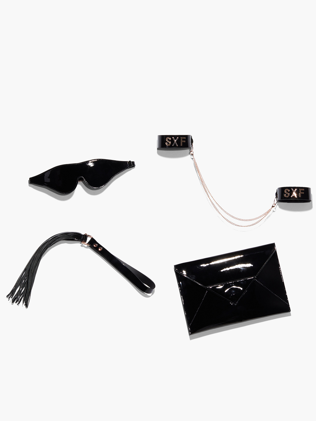 Savage X Faux Leather Envelope Pouch in Black