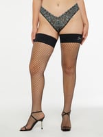 Savage X Fishnet Stay-Up Stockings in Black