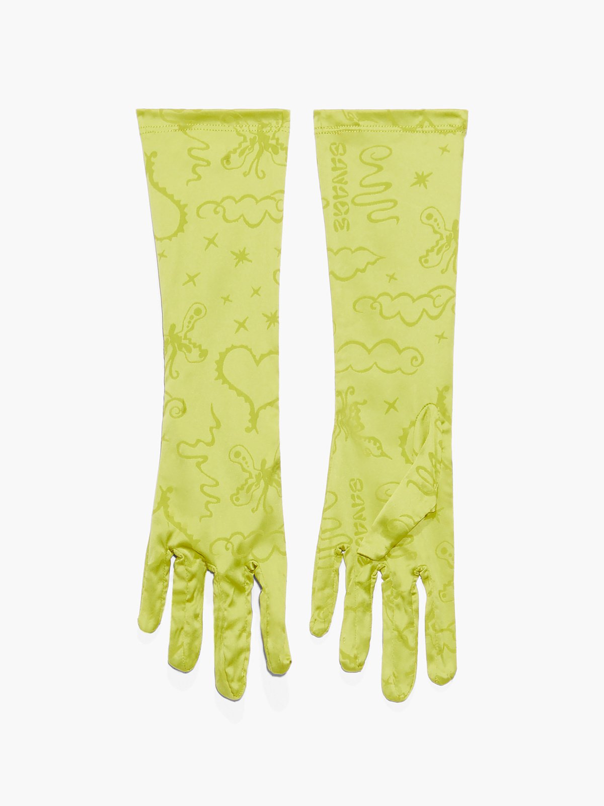 Heavenly Satin Gloves (XS-L) in Green