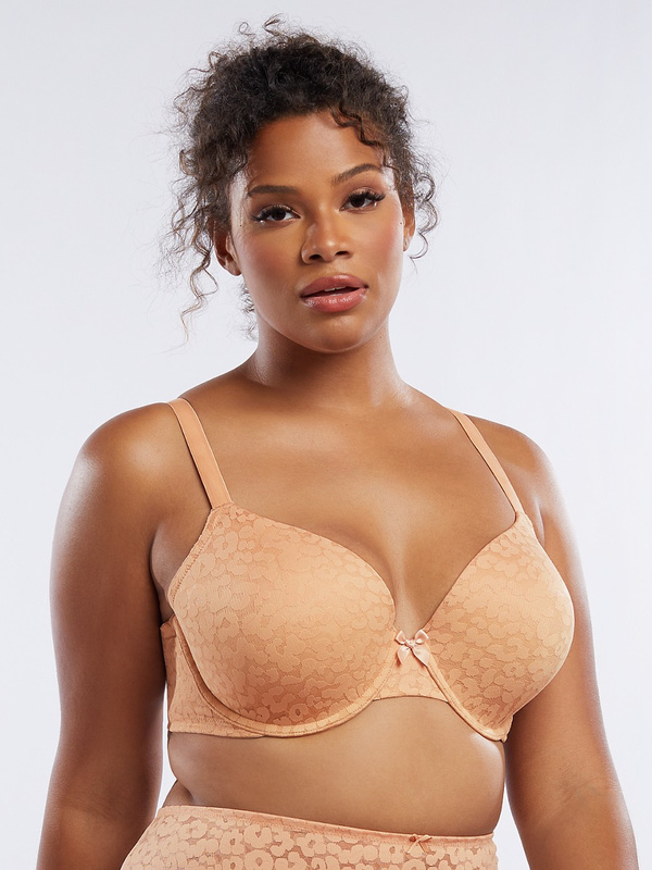 Leopard Lace T Shirt Bra In Brown Nude Savage X Fenty
