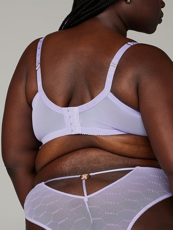 Flocked Logo Unlined Demi Bra