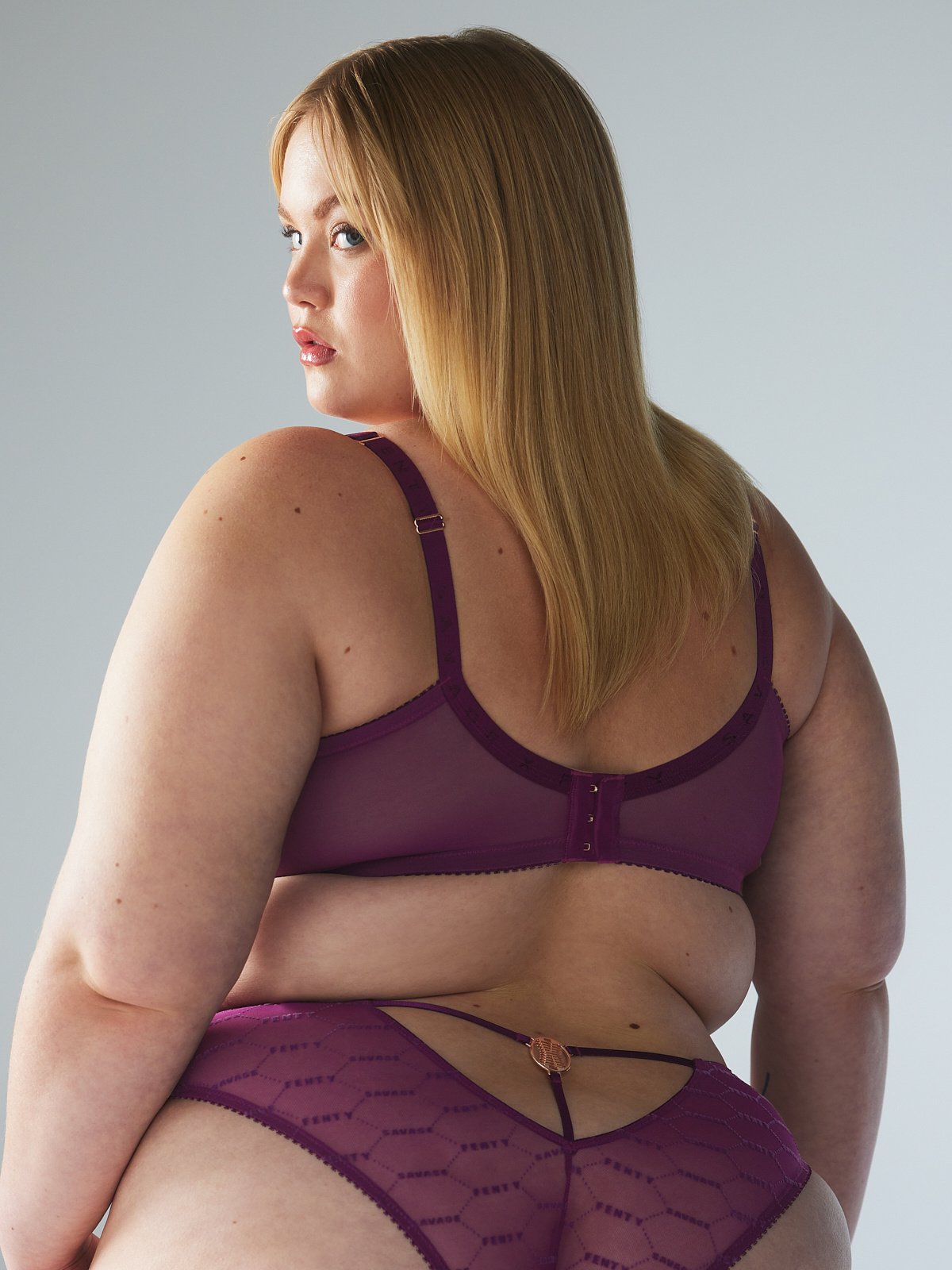 Flocked Logo Unlined Bra in Purple | SAVAGE X FENTY