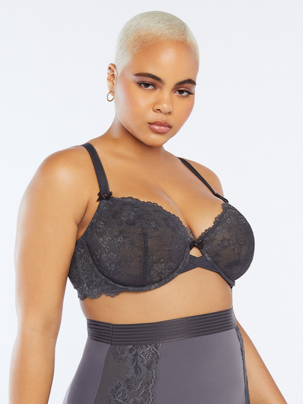 Unlined Floral Lace Bra In Grey Savage X Fenty