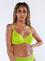 Savage X Fenty Lace Unlined Bra Acid Lime 32D NWT Lime Green Underwired