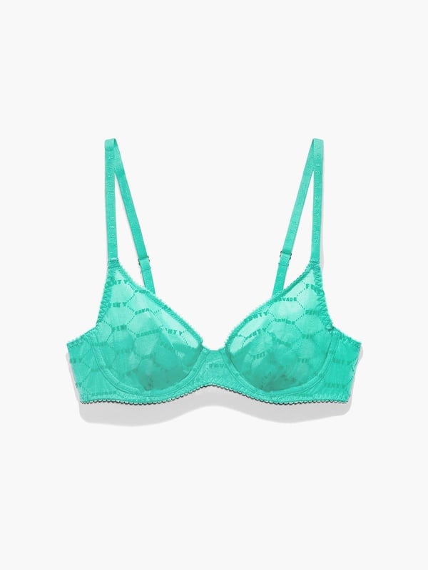 Flocked Logo Unlined Bra in Green | SAVAGE X FENTY