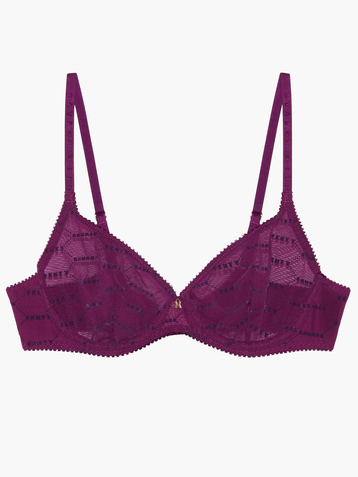 Savage X, Women's, Flocked Logo Unlined Bra, Purple Lavender, 30B