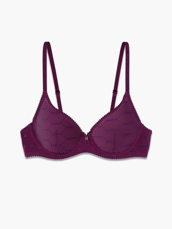 Flocked Logo Unlined Bra in Purple | SAVAGE X FENTY