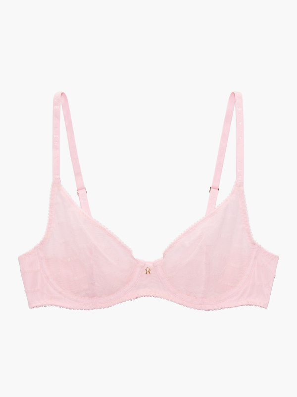 Flocked Logo Unlined Bra In Pink Savage X Fenty