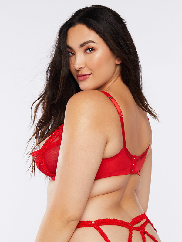 red quarter cup bra