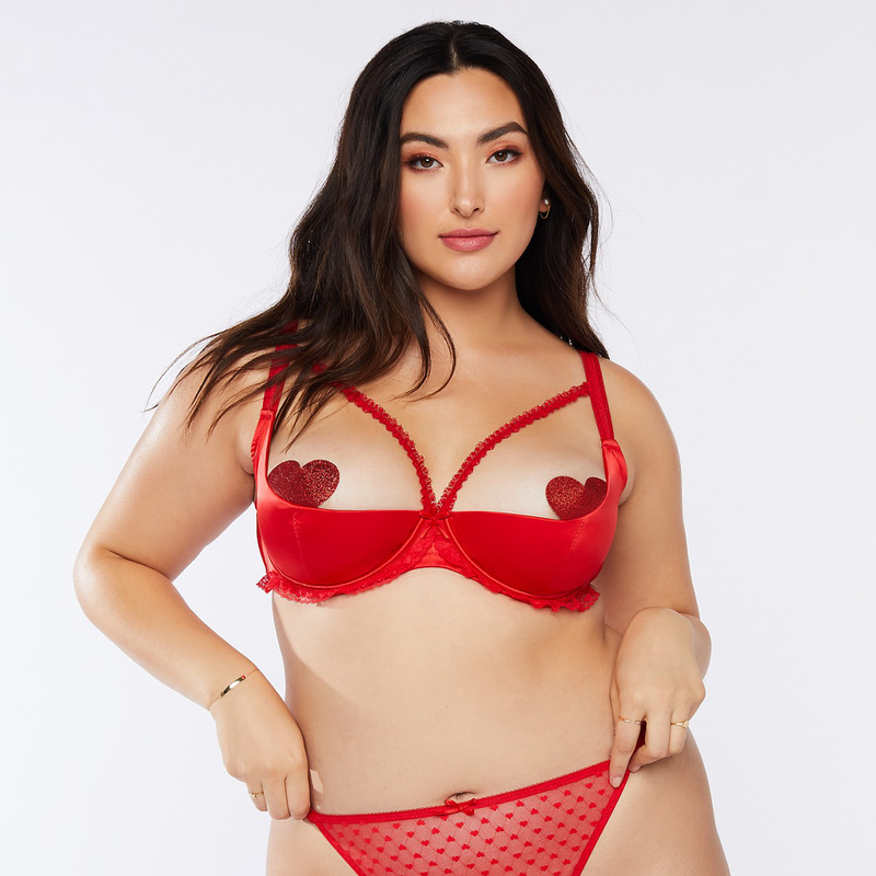 red quarter cup bra