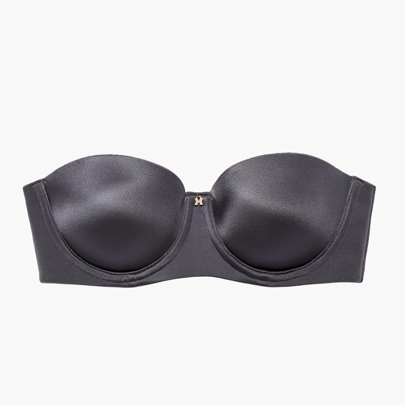 gray strapless bra