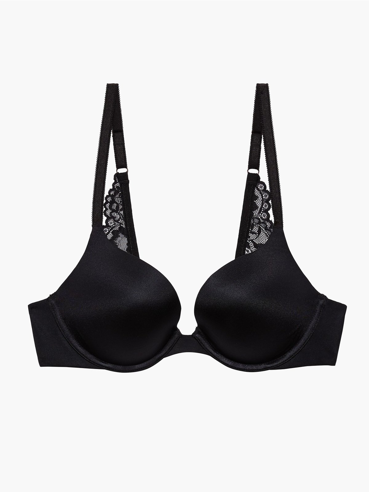 Floral Lace Push Up Bra in Black