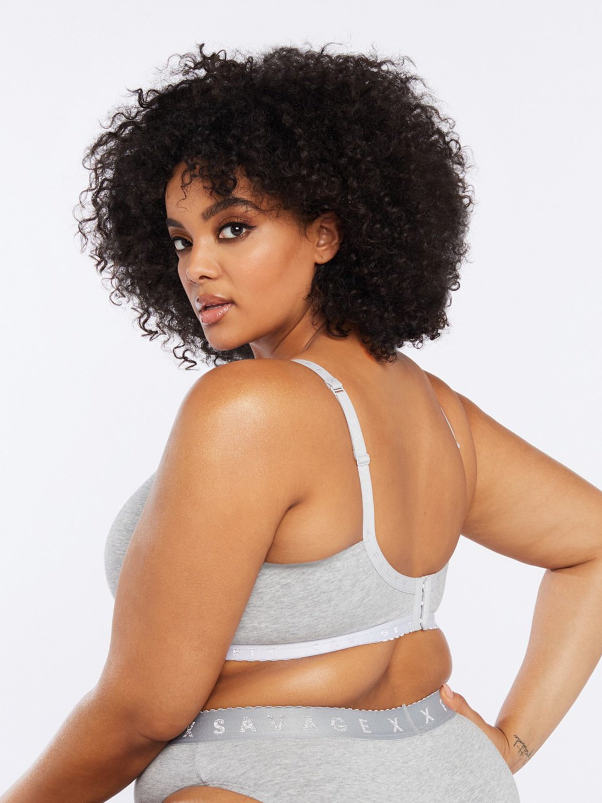 Savage X Cotton Jersey Unlined Bra in Grey