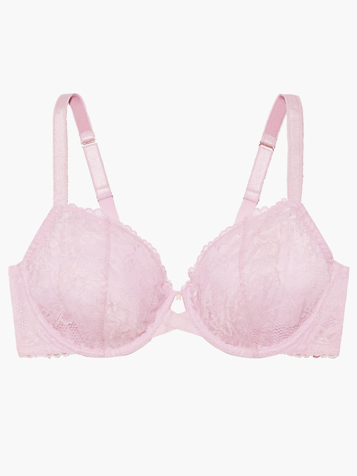 Savage x Fenty Pink Unlined Sheer Scallop Lace Underwire Bra Size 40D