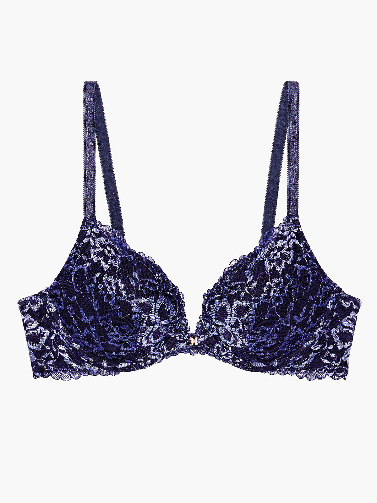Floral Lace Push Up Bra in Blue & Multi