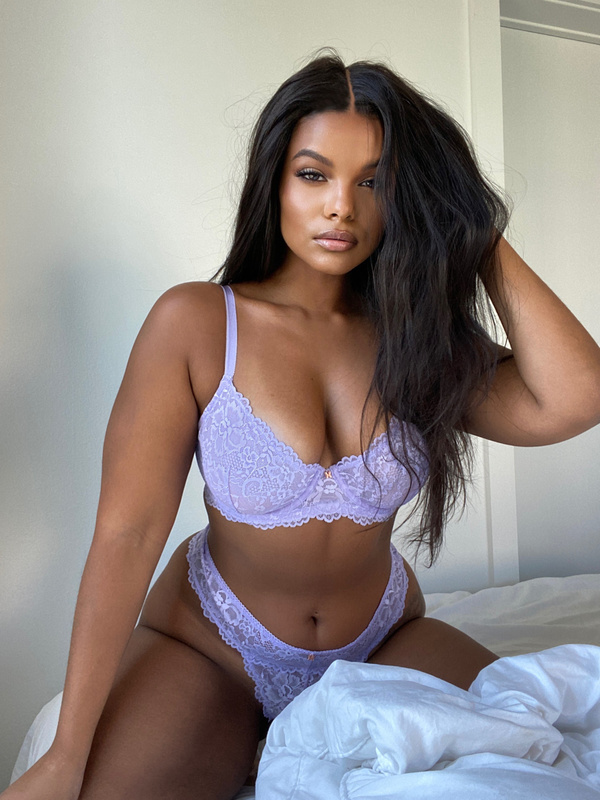 Floral Lace Unlined Bra With X Charm In Purple Savage X Fenty