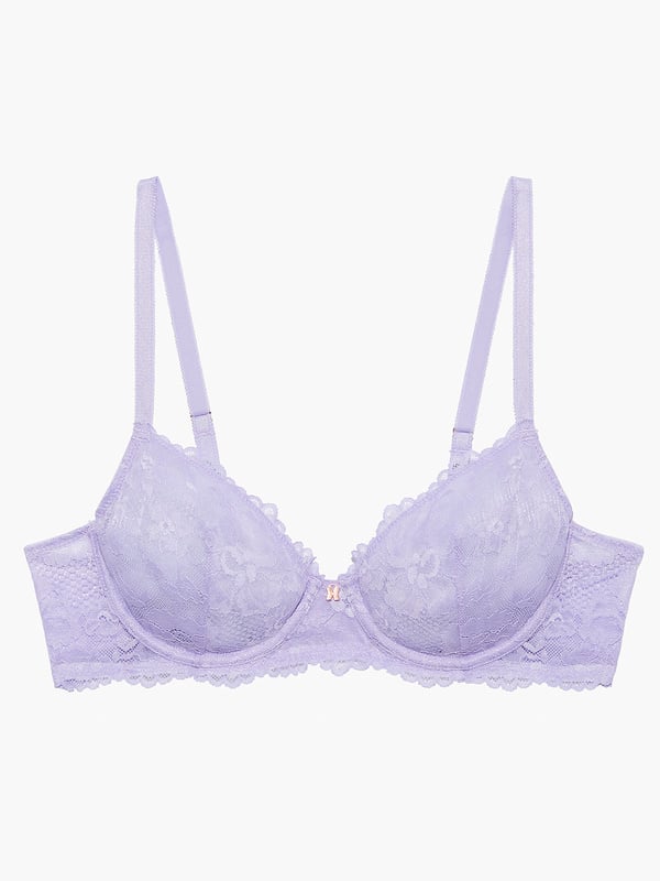 Floral Lace Unlined Bra With X Charm In Purple Savage X Fenty