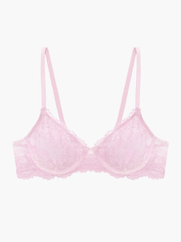 Floral Lace Unlined Bra with X Charm