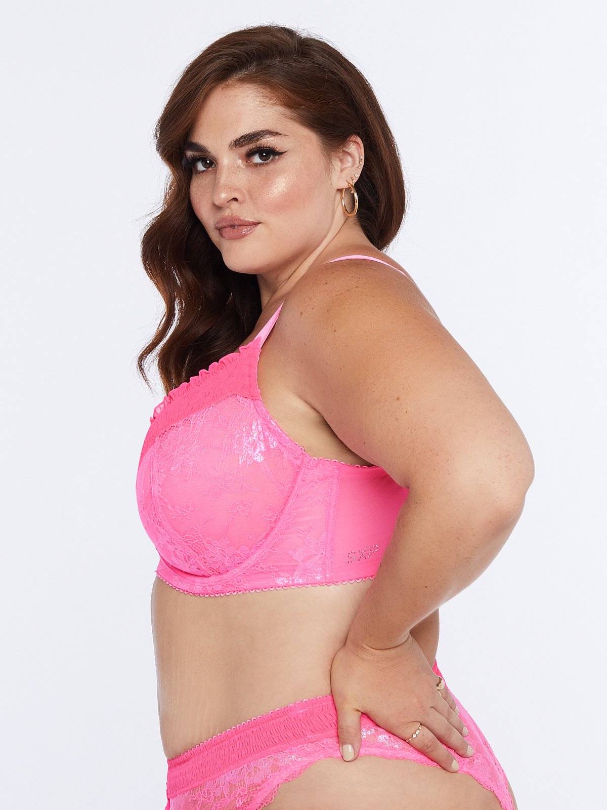 Living in the Clouds Iridescent Lace Unlined Bra in Pink