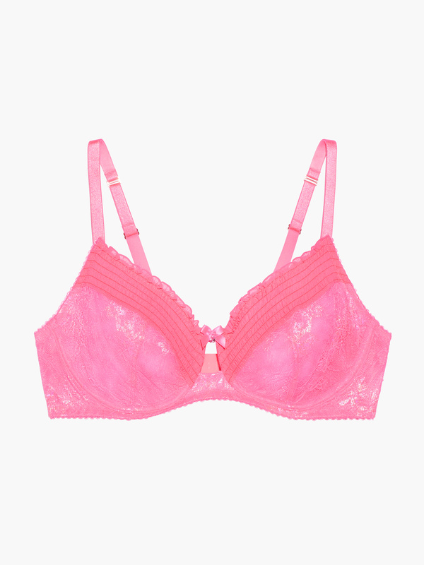 Living in the Clouds Iridescent Lace Unlined Bra in Pink | SAVAGE X FENTY
