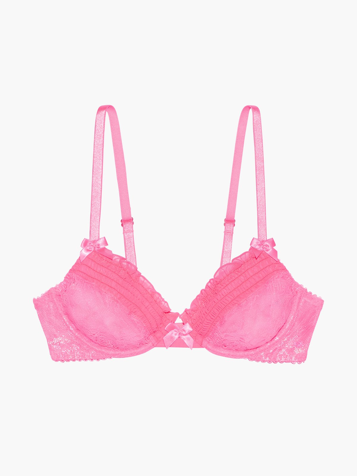 Living in the Clouds Iridescent Lace Unlined Bra in Pink