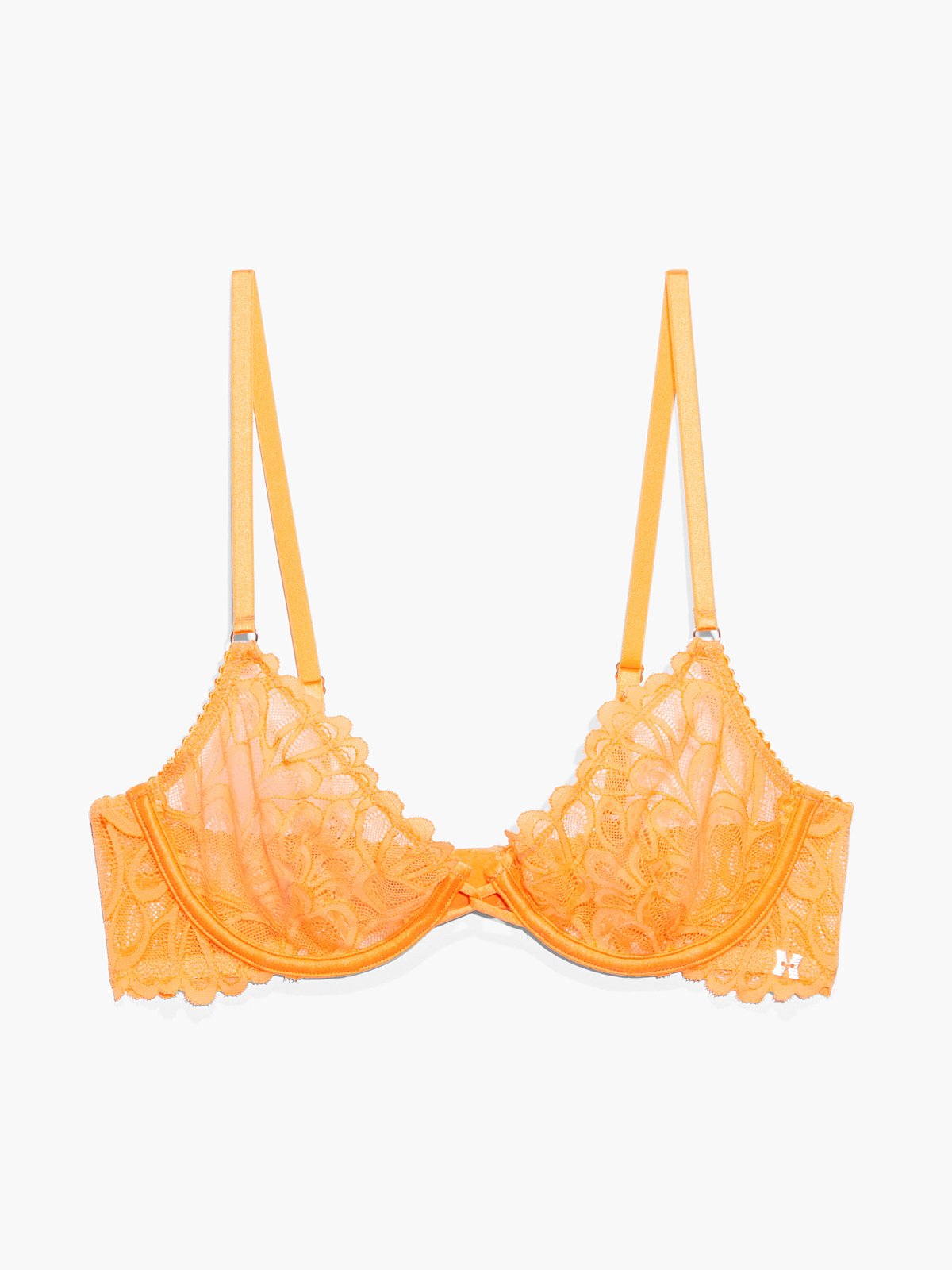 Buy Candyskin Nylon Spandex Unlined Demi Lace Bra (Orange) - 32D Online