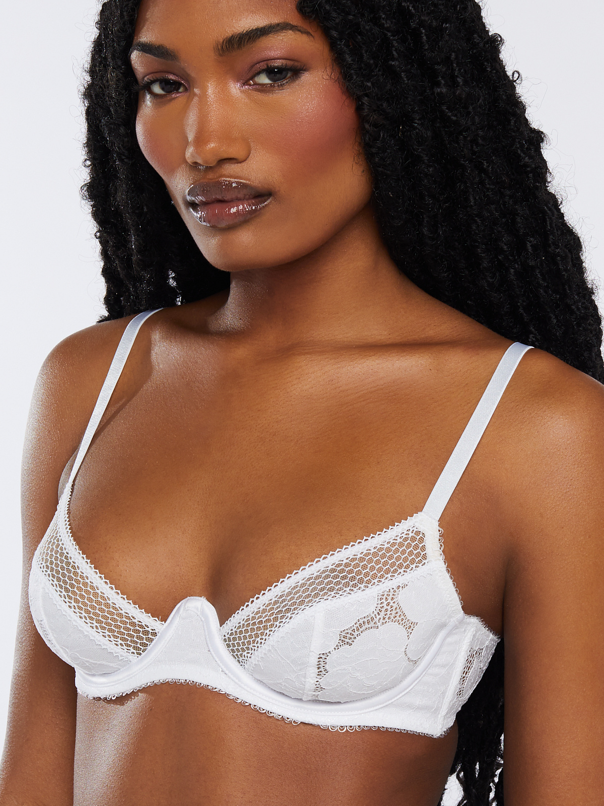 Floral Glow Unlined Lace Bra in White