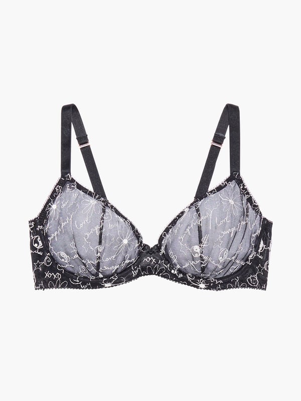 Dear Diary Embroidered Unlined Bra