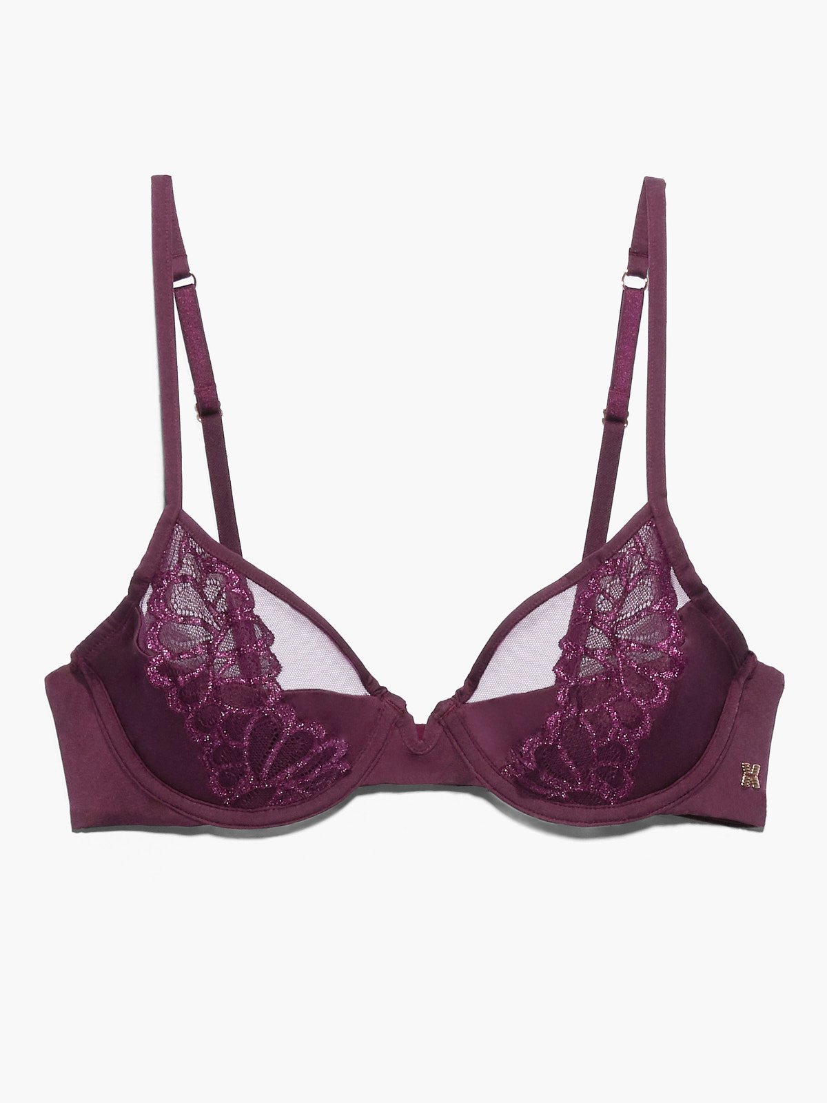 Savage Not Sorry Half Cup Bra with Lace in Purple