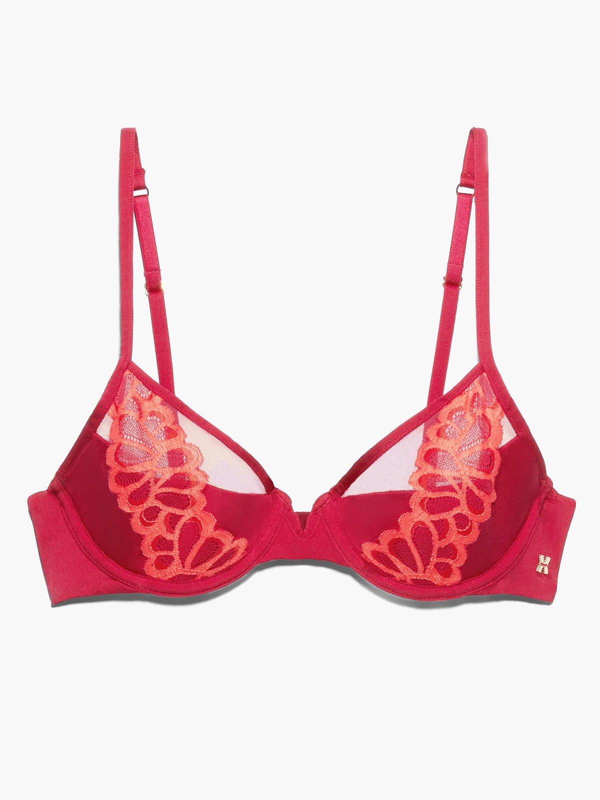 Savage Not Sorry Half Cup Bra with Lace in Pink & Red | SAVAGE X FENTY