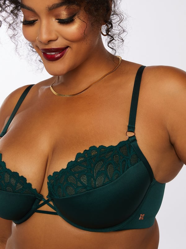 Savage Not Sorry Half Cup Bra With Lace In Green Savage X Fenty