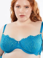 Savage X, Women's, Savage Not Sorry Unlined Lace Balconette Bra, Stretch  lace, Nylon, Lace, Underwire, Wildflower Blue, 34B at  Women's  Clothing store