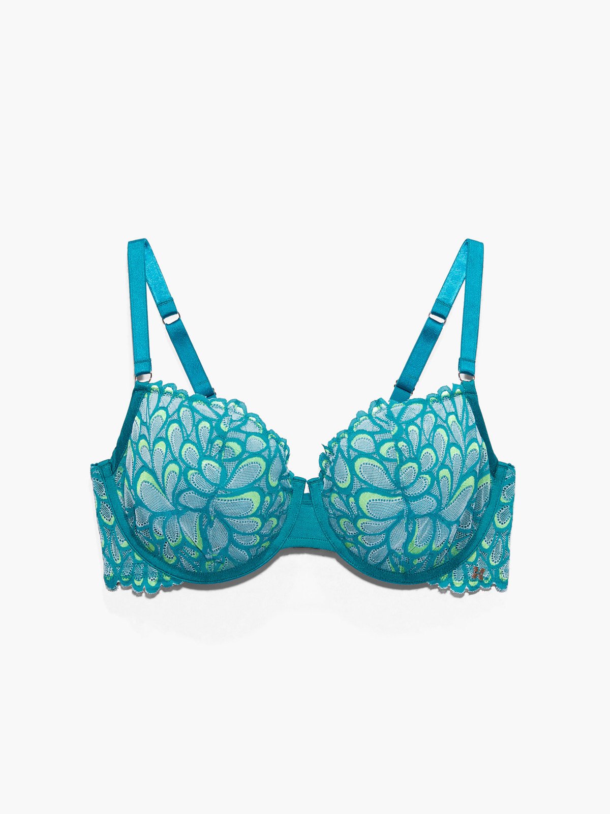 Savage Not Sorry Unlined Lace Balconette Bra in Blue & Green & Multi