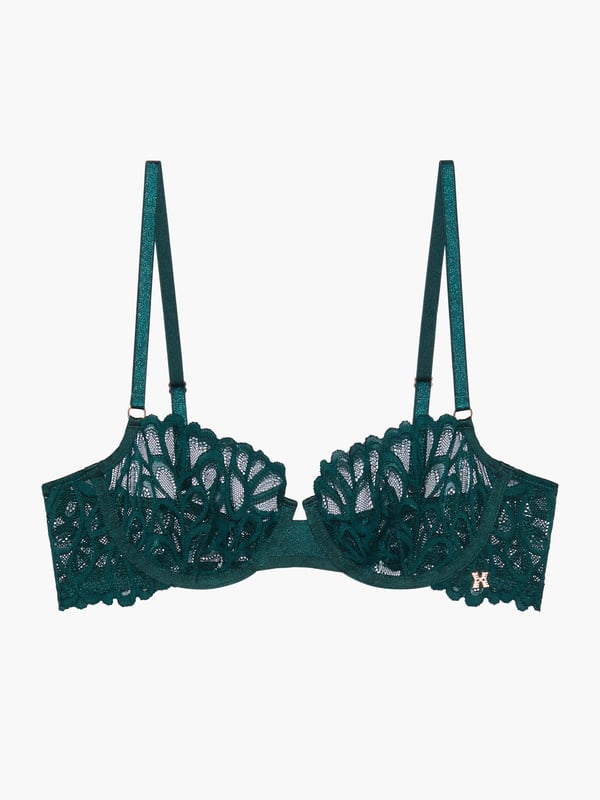 Savage Not Sorry Unlined Lace Balconette Bra in Green | SAVAGE X FENTY France