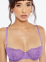 Savage Not Sorry Unlined Lace Balconette Bra in Purple