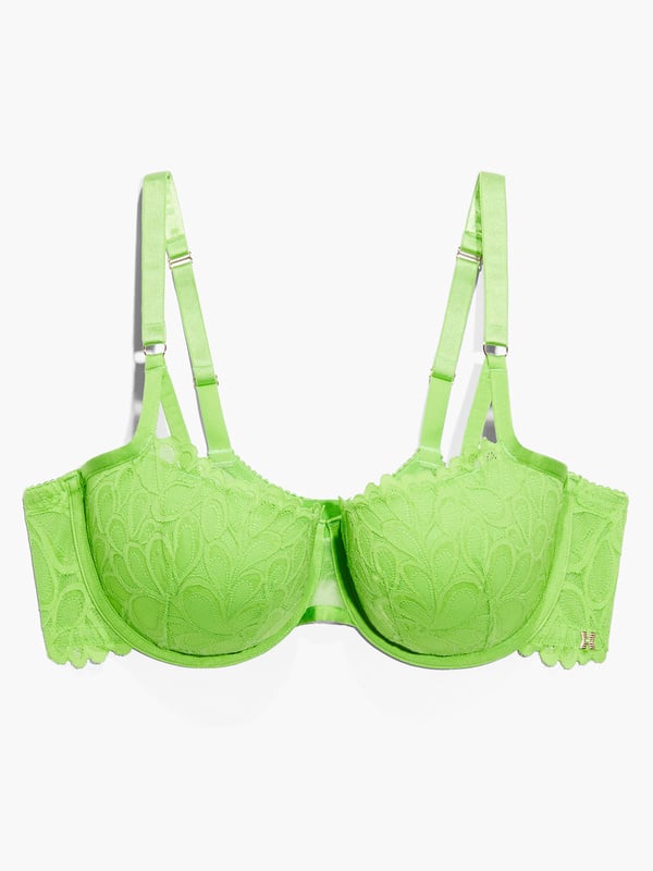 Savage Not Sorry Lightly Lined Lace Balconette Bra in Green | SAVAGE X FENTY