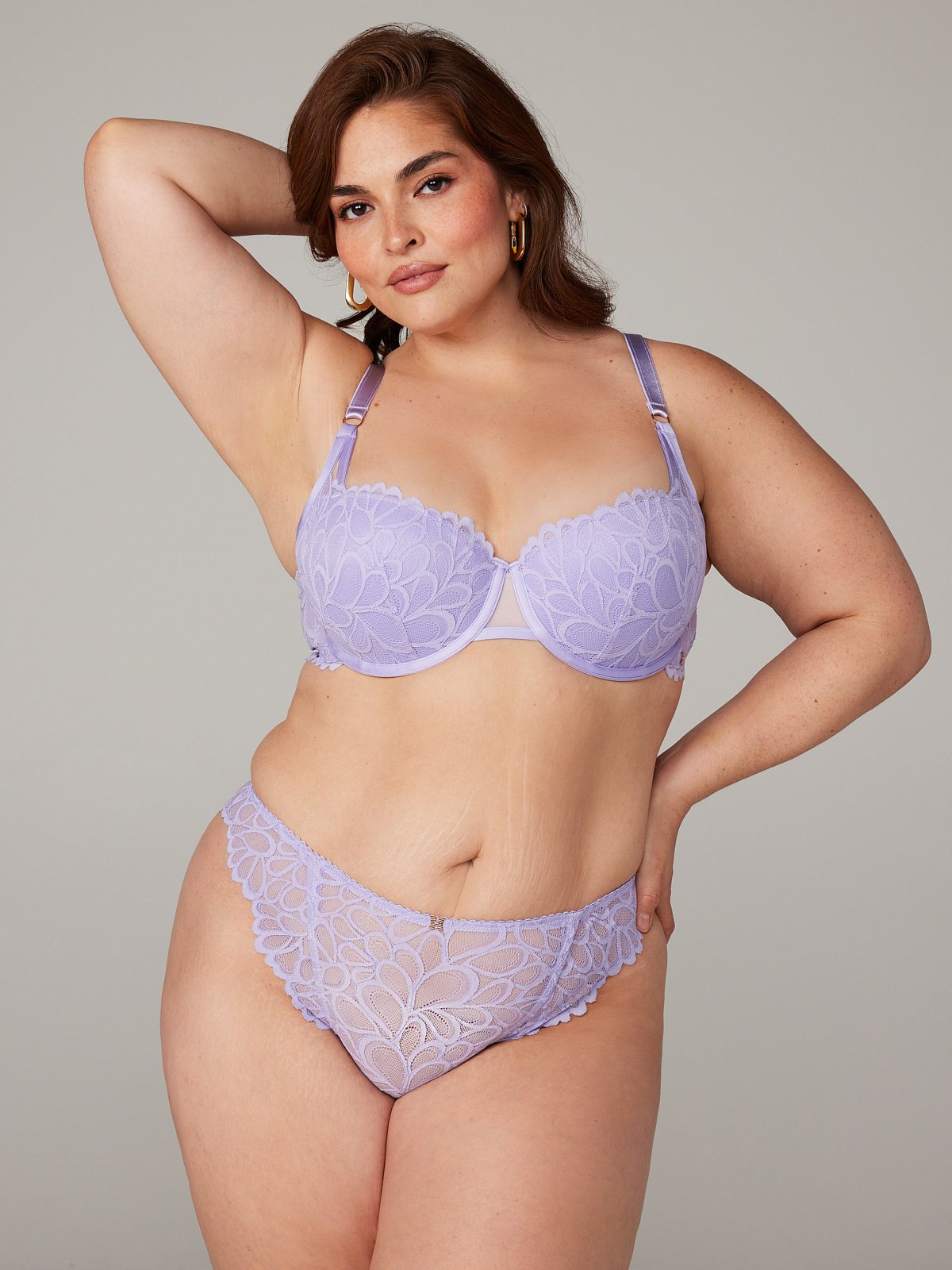Savage Not Sorry Lightly Lined Lace Balconette Bra in Purple